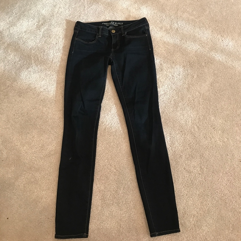American Eagle, dark blue jeans, stretchy