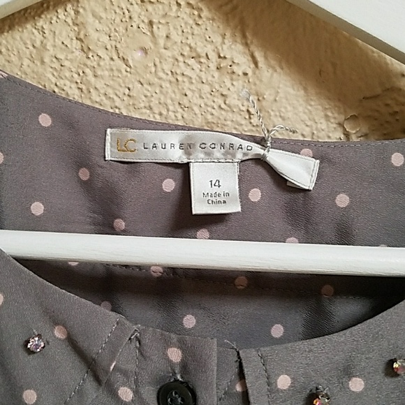 Sold Gray and Pink Polka Dot Dress - Picture 4 of 7