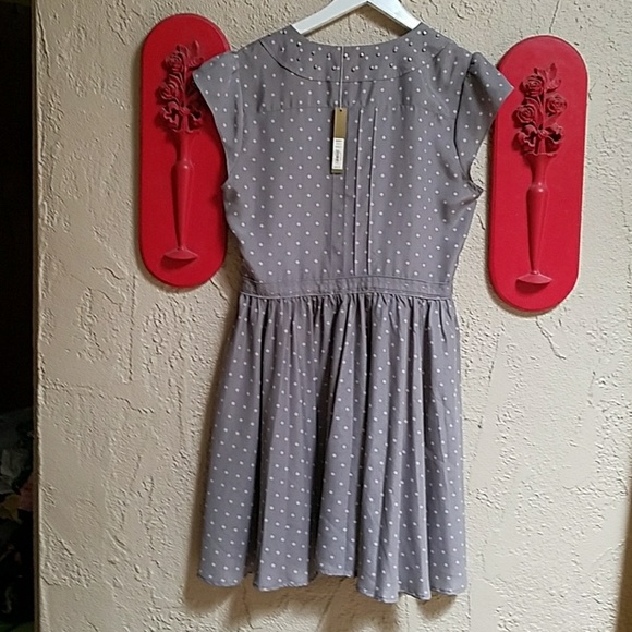 Sold Gray and Pink Polka Dot Dress - Picture 6 of 7