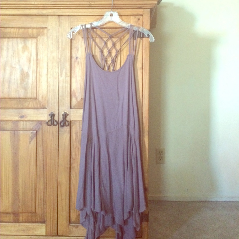 Grey dress knotted back
