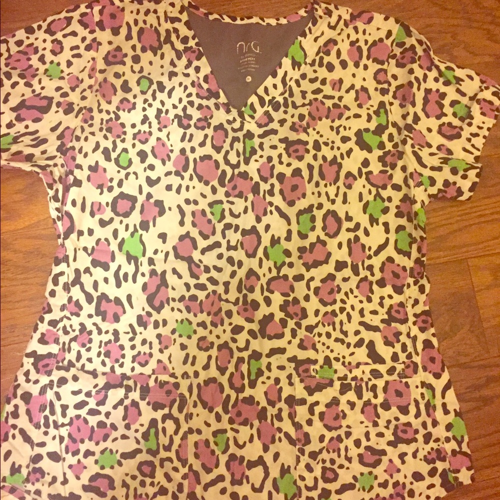 Cheetah print scrub top