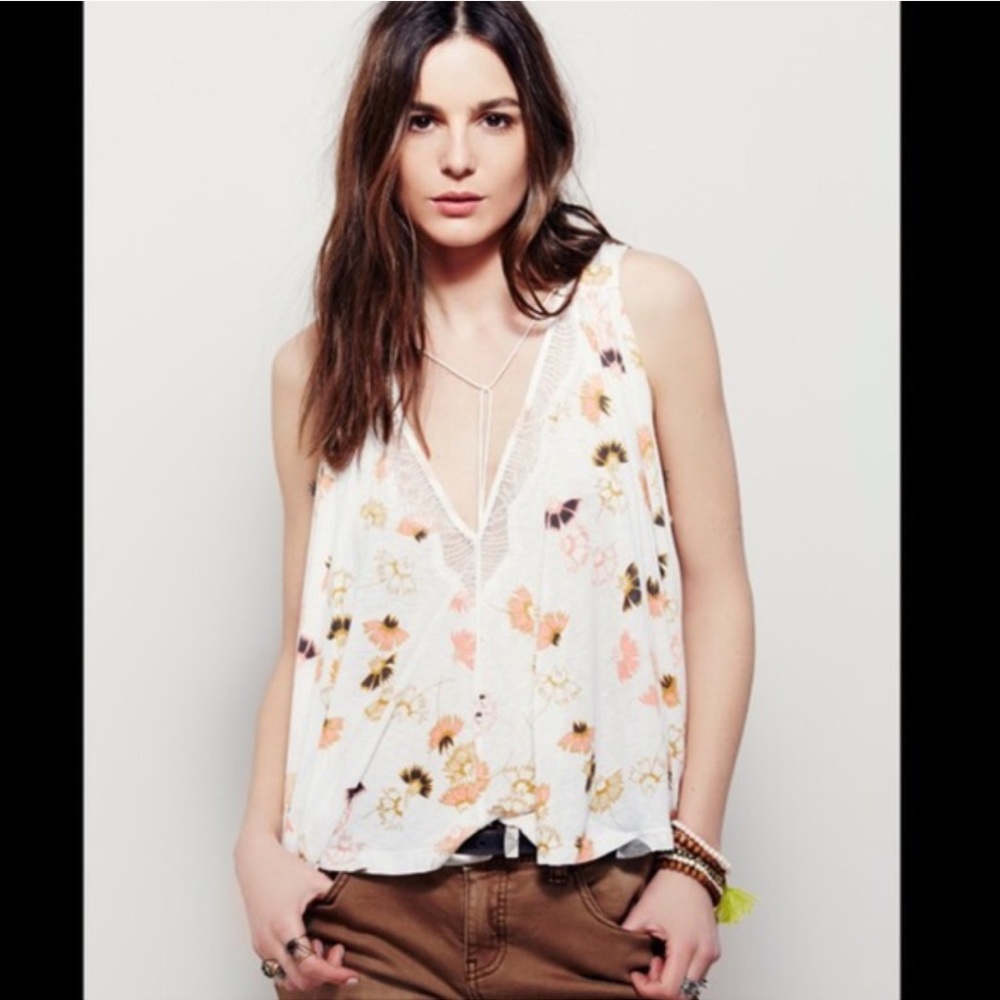 ❌EXTRA 50% OFF❌FREE PEOPLE printed swing tank top