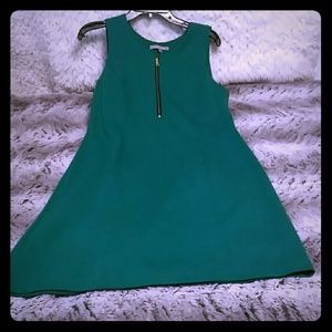Green shift dress with zipper detail