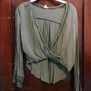 Ecote Urban Outfitters olive green open front top