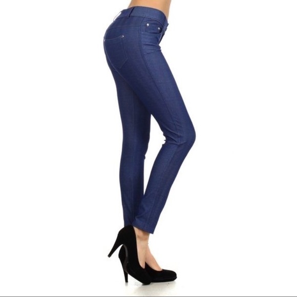 Solid Dark Blue Jeggings - Picture 2 of 3