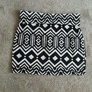 Black and white tribal print skirt