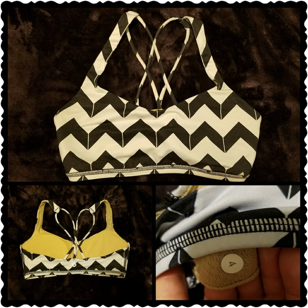 Lululemon Free To Be bra in black&white chevron