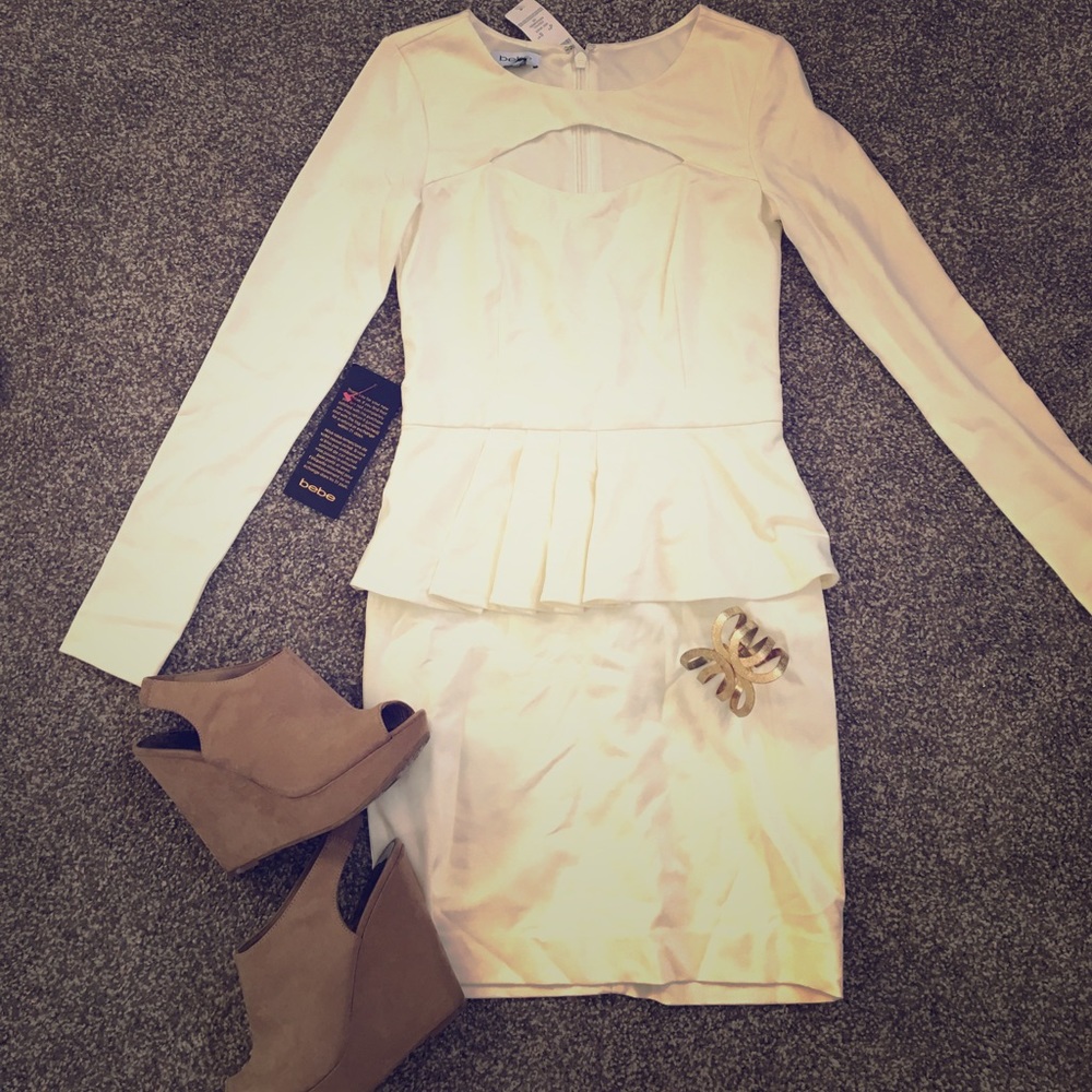 Bebe white peplum dress