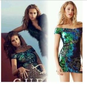 Guess mermaid color shifting sequined party dress