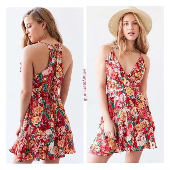 Urban Outfitters Sabina Ruffle Wrap Mini Dress - Picture 2 of 4