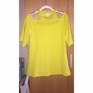 Yellow shoulderless dress