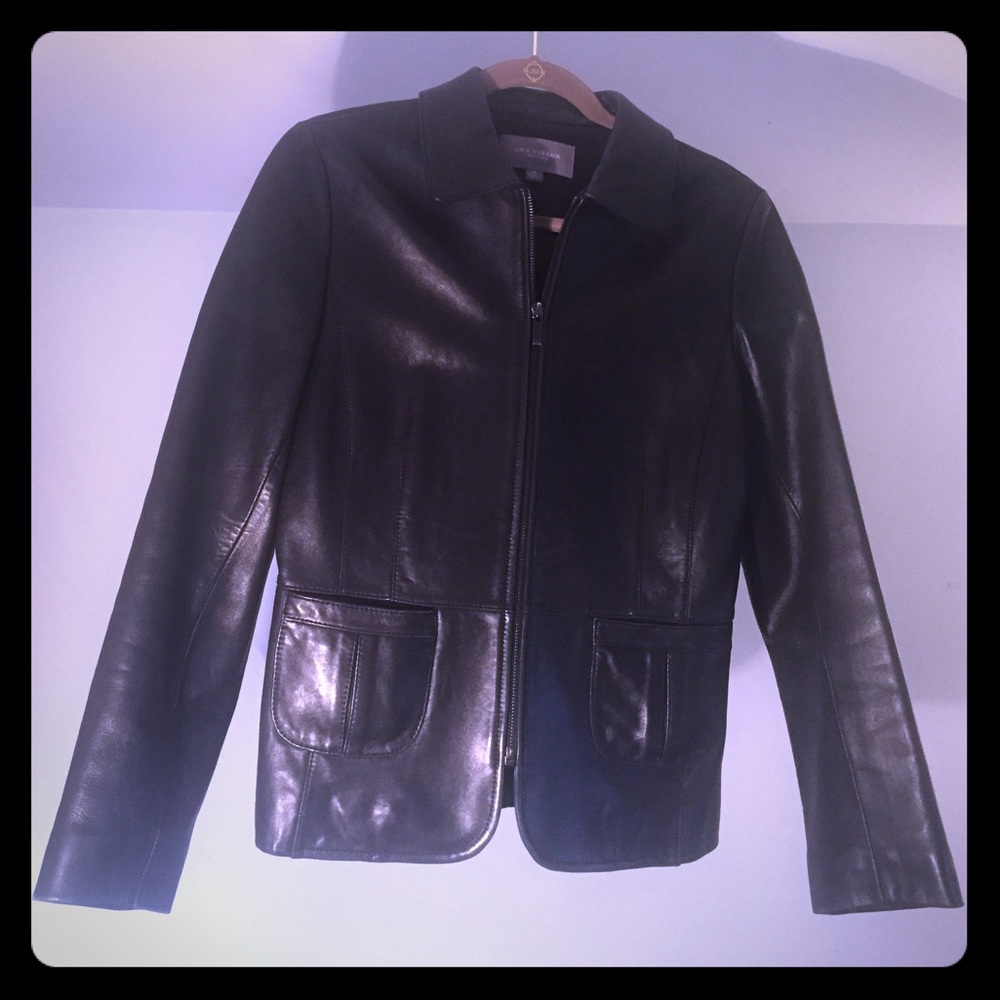 Ann Taylor black leather jacket.