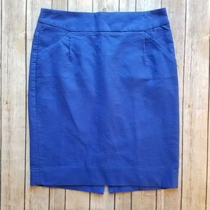 J. Crew Blue Cotton Pencil Skirt w/ Pockets (6)