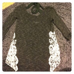 Green top, white lace