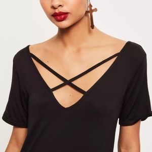 NWT v-neck cross strap front t-shirt