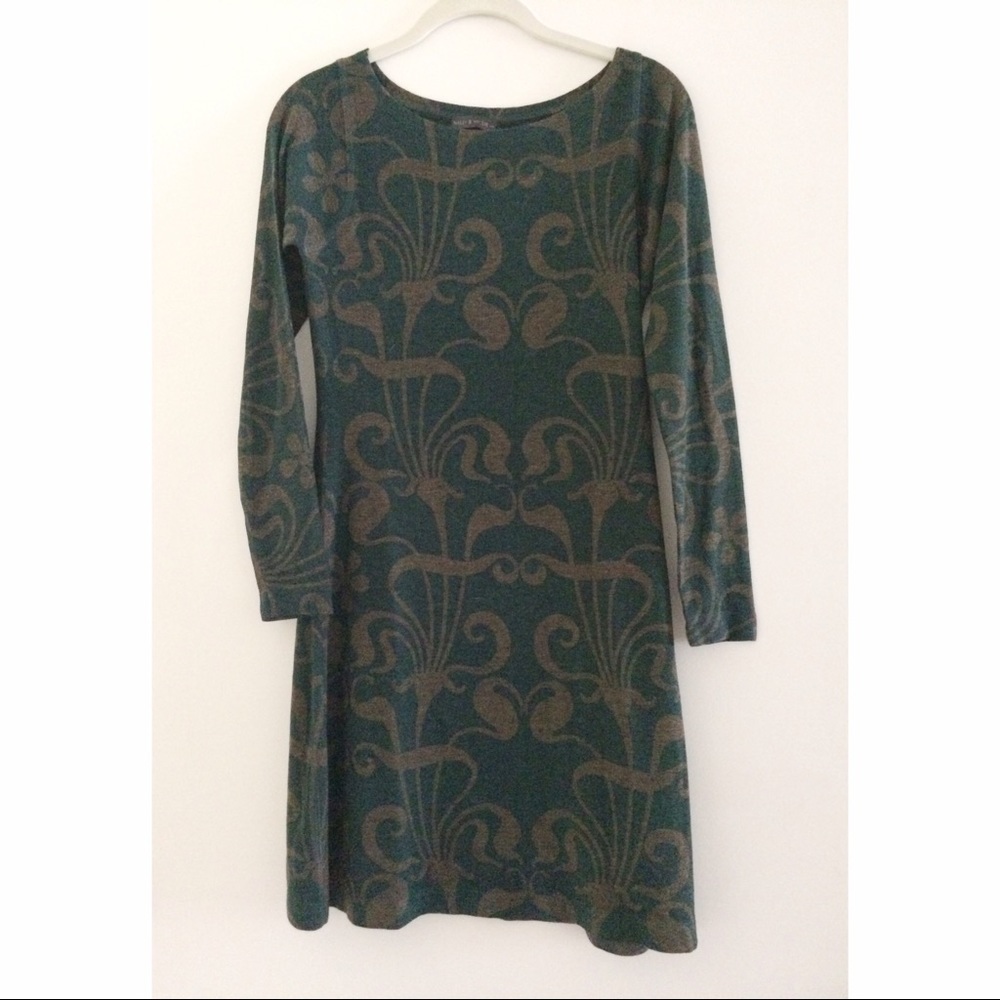 Green and bronze knit dress