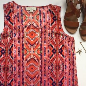 Olive & Oak Dip-Dyed Tribal Print Sleeveless Top