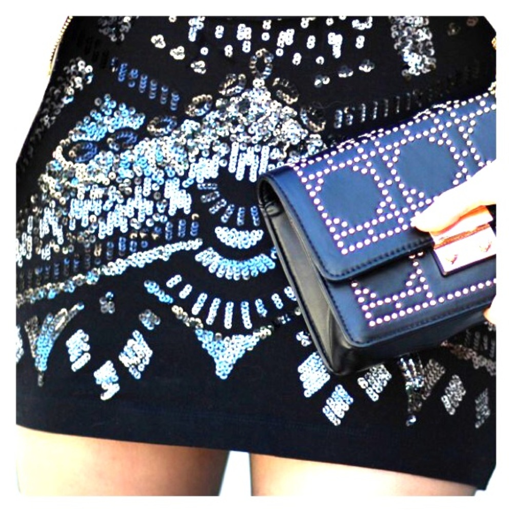 Express high waist sequin skirt