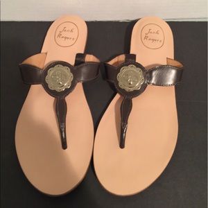 Jack Rogers Brown Leather Turnlock Sandals Size 8