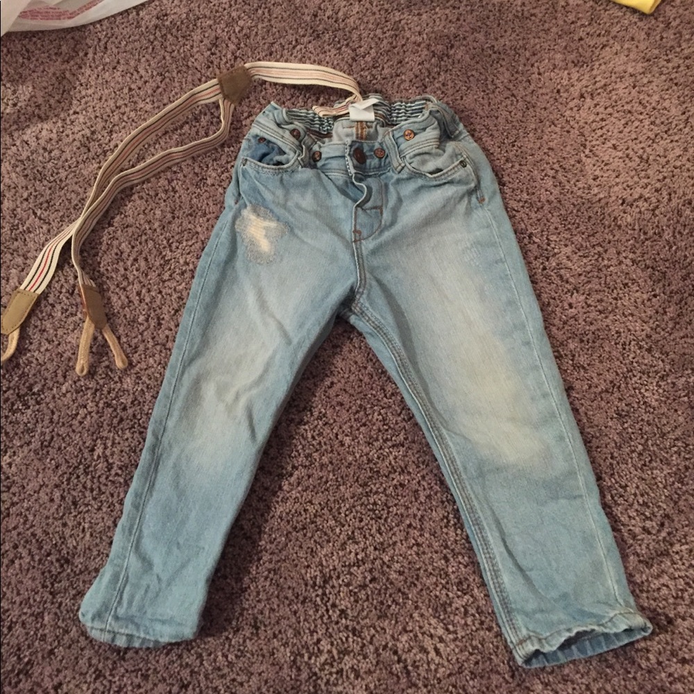 H&m jeans with attached suspenders