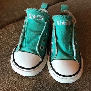 Teal Velcro Converse