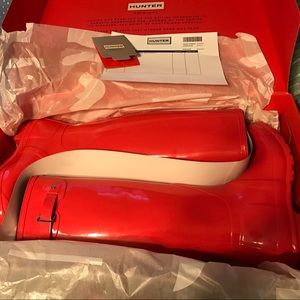Brand new hunter boots bright Coral
