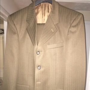 Taupe Pinstripe Suit.