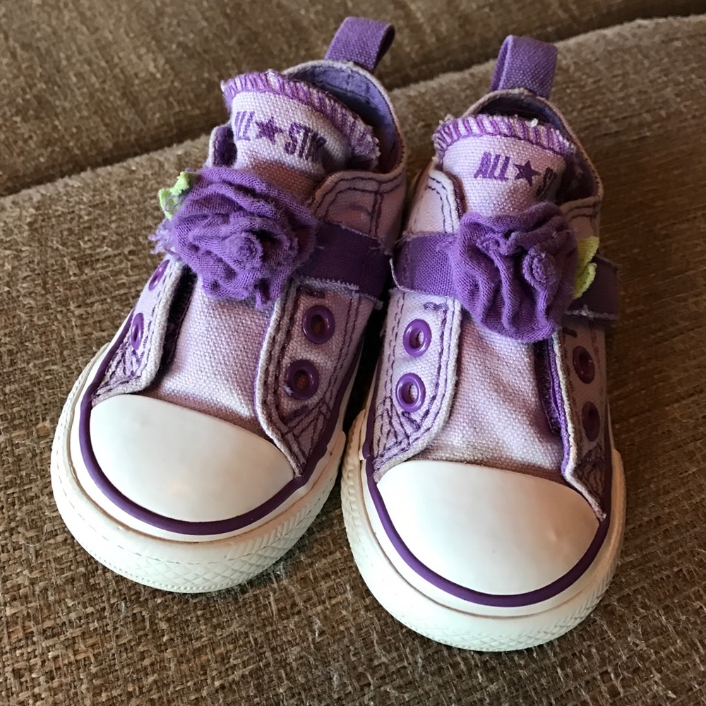 Purple Velcro with Flower strap Converse