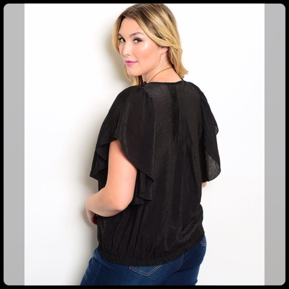 FLASH SALE⚡️➕Plus Black Peasant Top - Picture 2 of 2