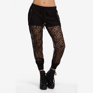 Lace Drawstring Jogger Pants