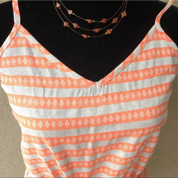 LAST 2 -Orange & Tan Cotton Romper - Picture 5 of 7