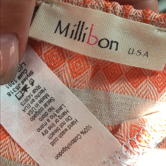 LAST 2 -Orange & Tan Cotton Romper - Picture 6 of 7