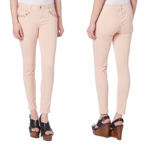 Embellished blush skinny jeans
