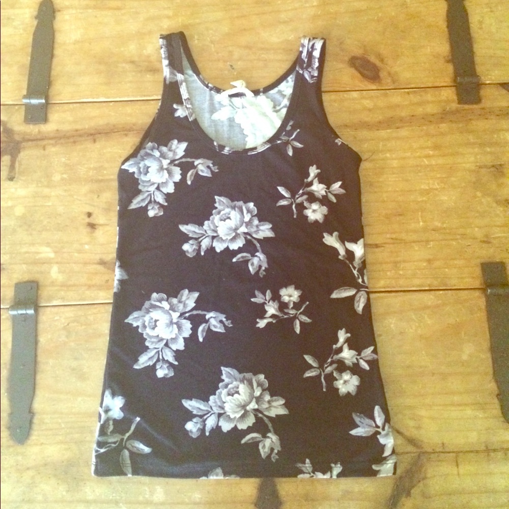 Black Floral Tank Top
