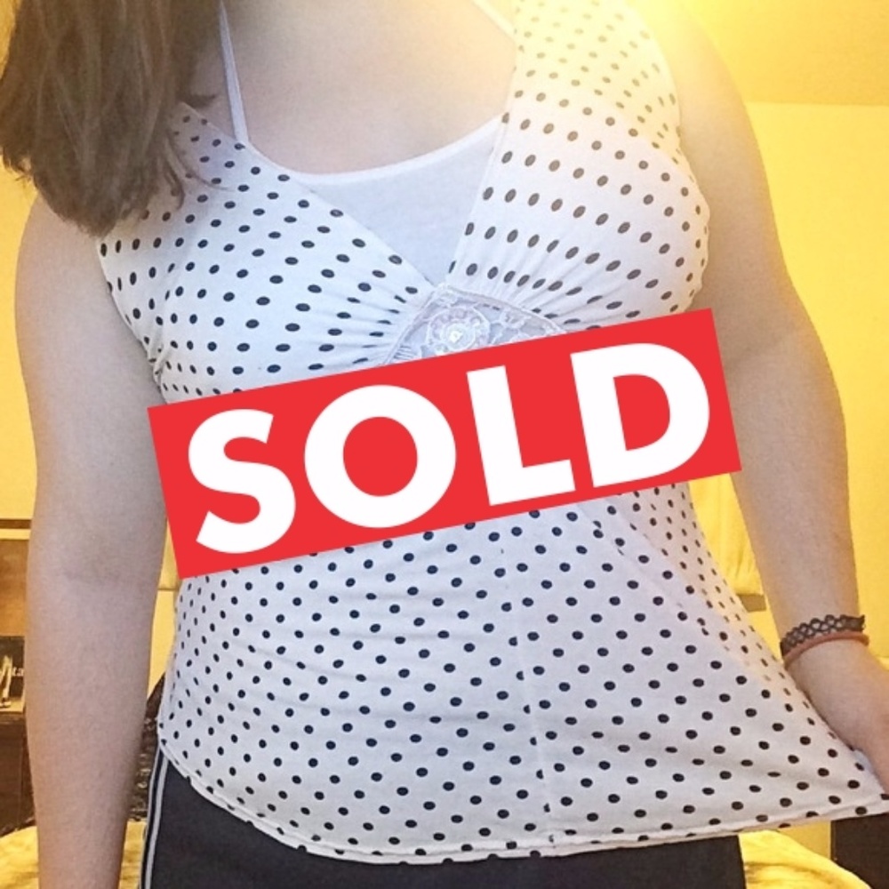 Dressy Polka Dot Halter Tank Top /w Sequin Accents