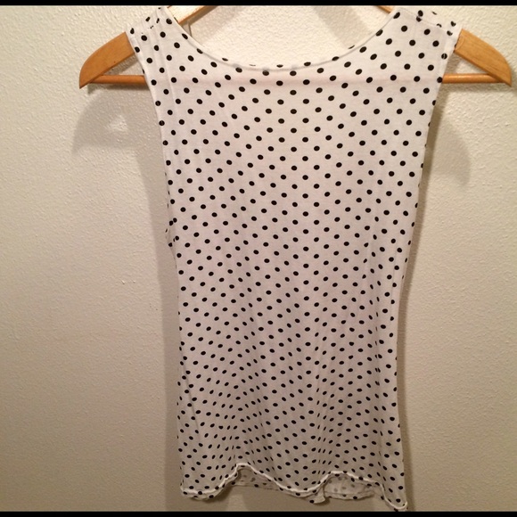 Dressy Polka Dot Halter Tank Top /w Sequin Accents - Picture 3 of 4