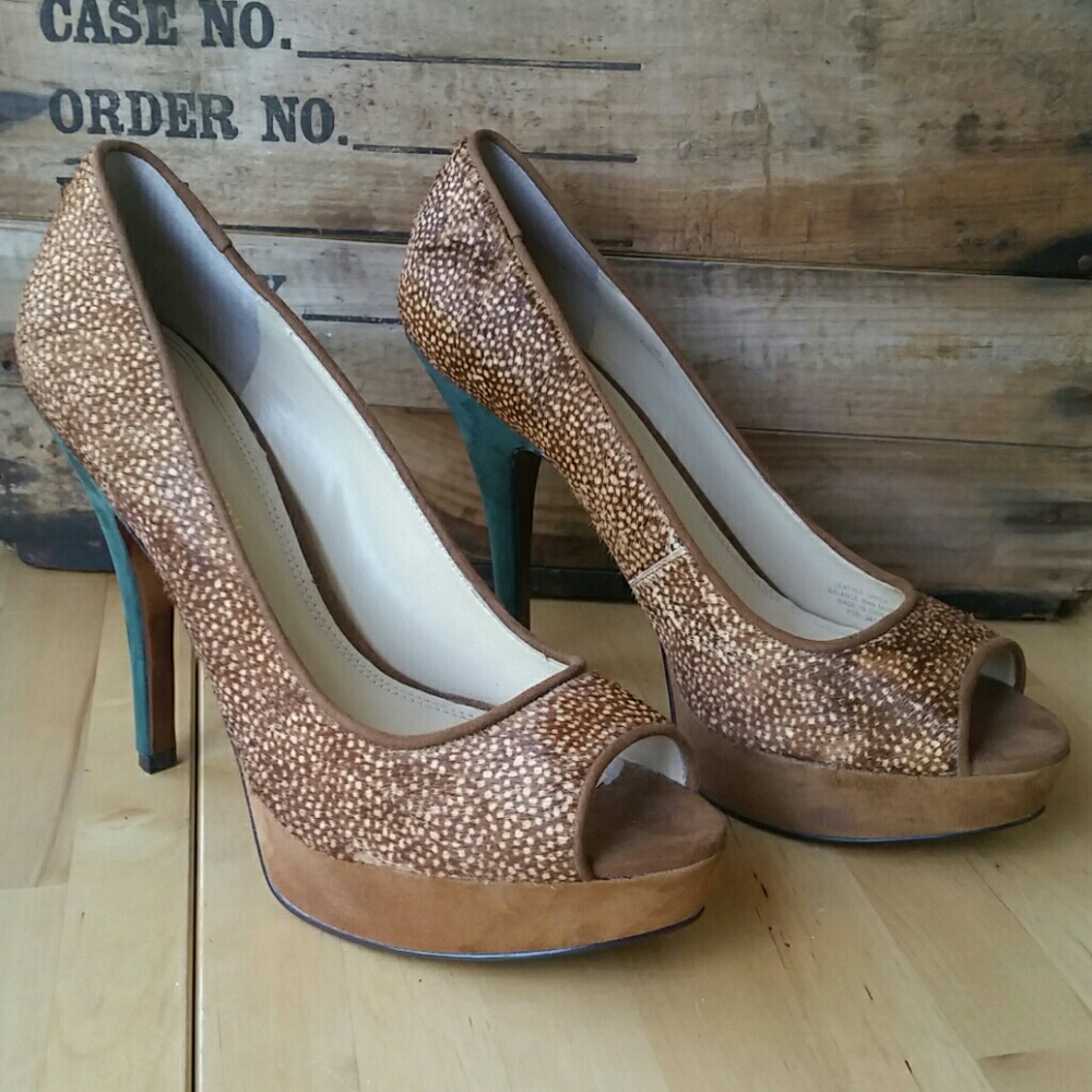 Enzo Angiolini Pony Hair & Suede Dot Heels