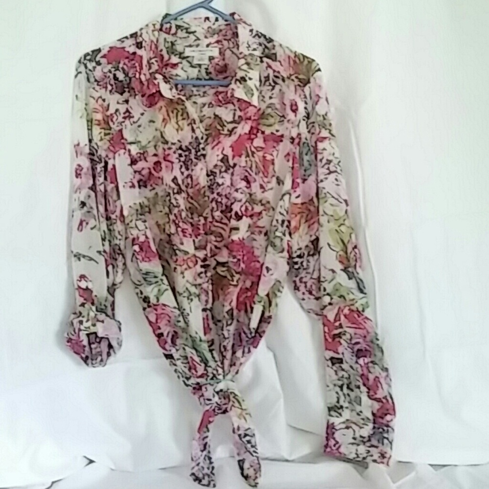 Women's 1x Liz Claiborne sheer floral blouse