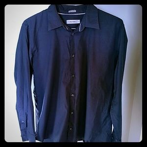 Men's Calvin Klein navy blue button down shirt