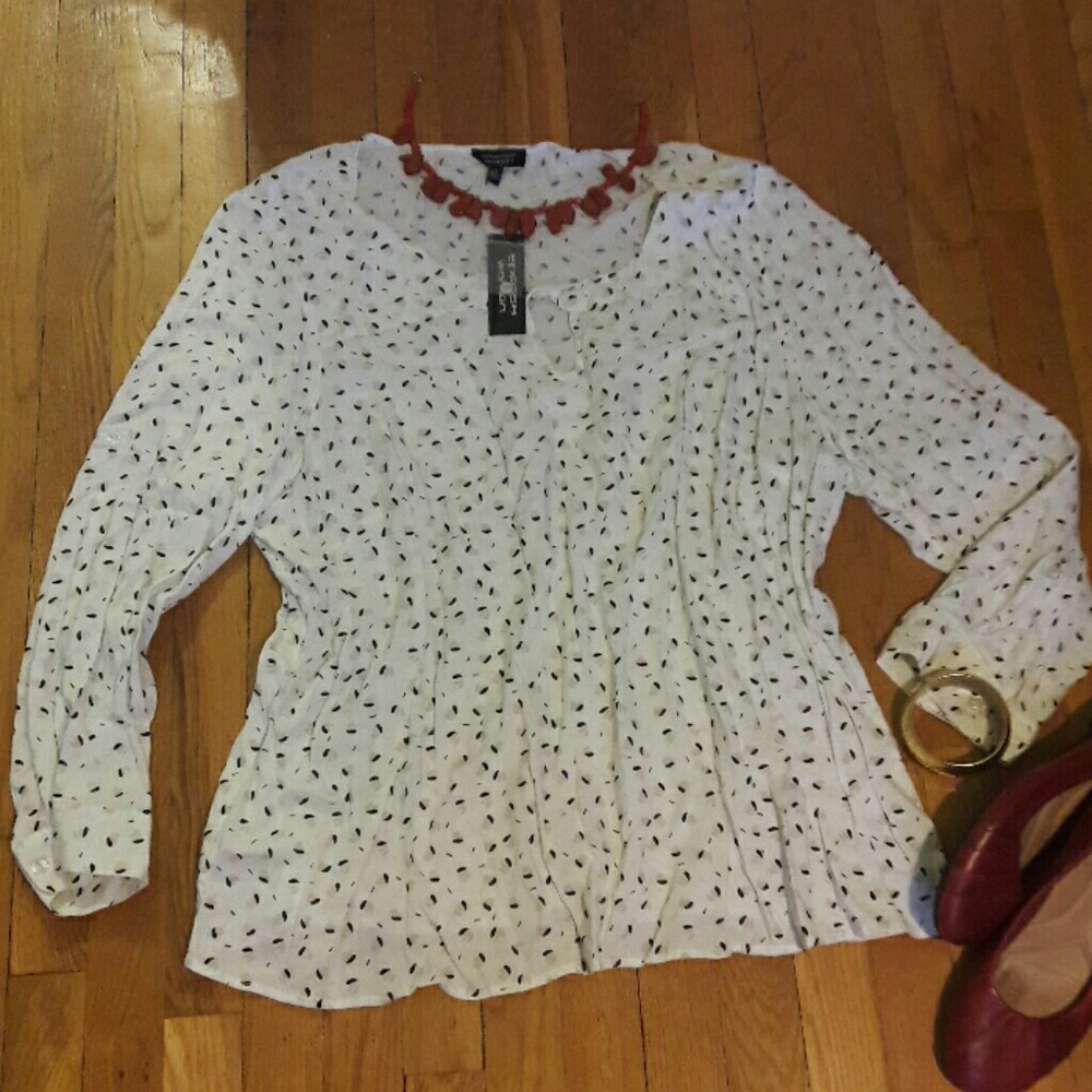 Spense Plus Size Print Popover Blouse