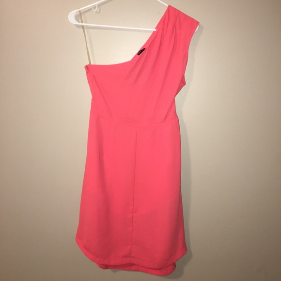 One Shoulder Coral Cocktail Dress - Picture 2 of 3