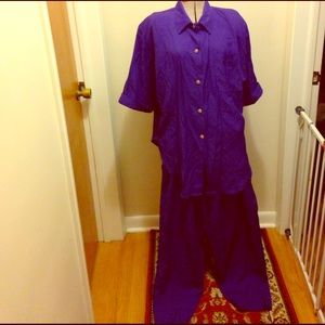 Vintage purple shirt and pant set, Size 20*