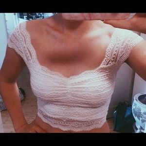 White lace crop top