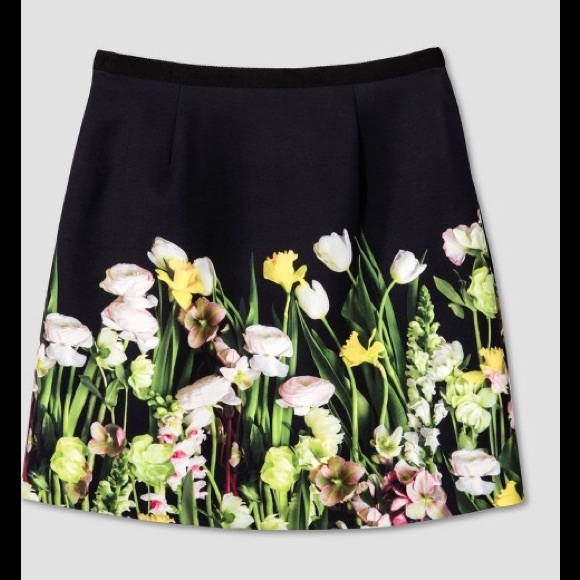 VB for Target Women's Black Satin Floral Skirt - Picture 5 of 7