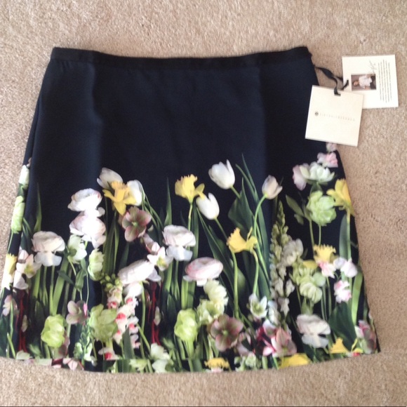 VB for Target Women's Black Satin Floral Skirt - Picture 2 of 7