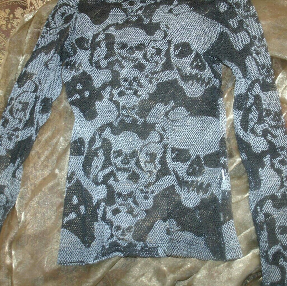 Skull print mesh shirt tripp NYC grunge
