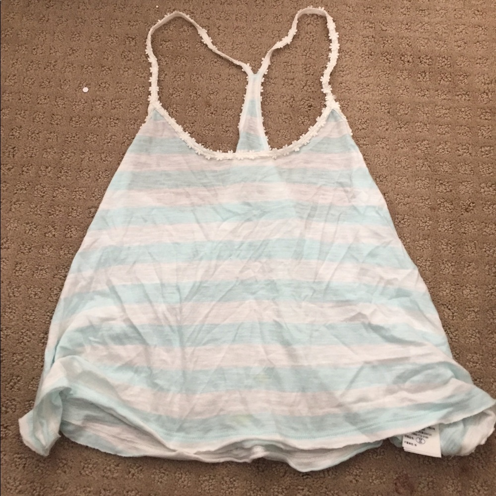 Abercrombie striped tank with flower straps