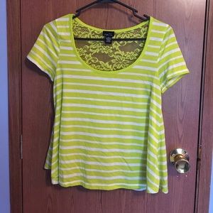 Green and white shirt.