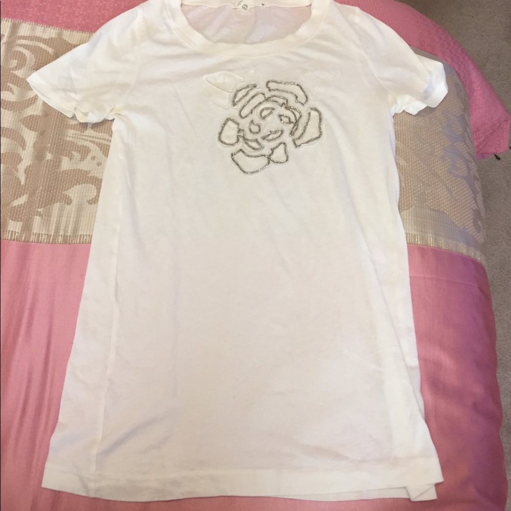 J.Crew white light weight tee with beading