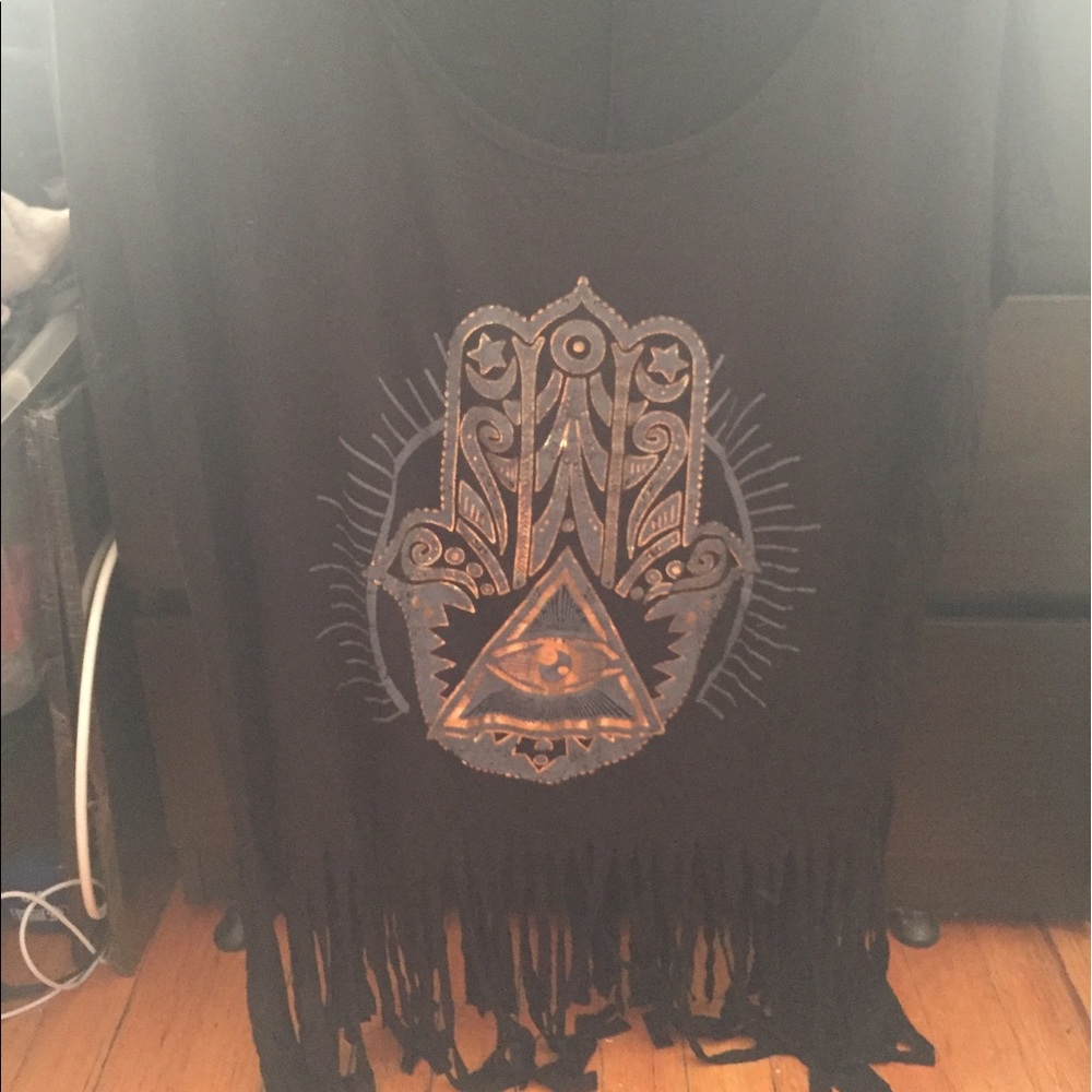 Black crop top with fringes Or bundle 2 for $15